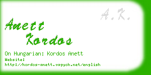 anett kordos business card